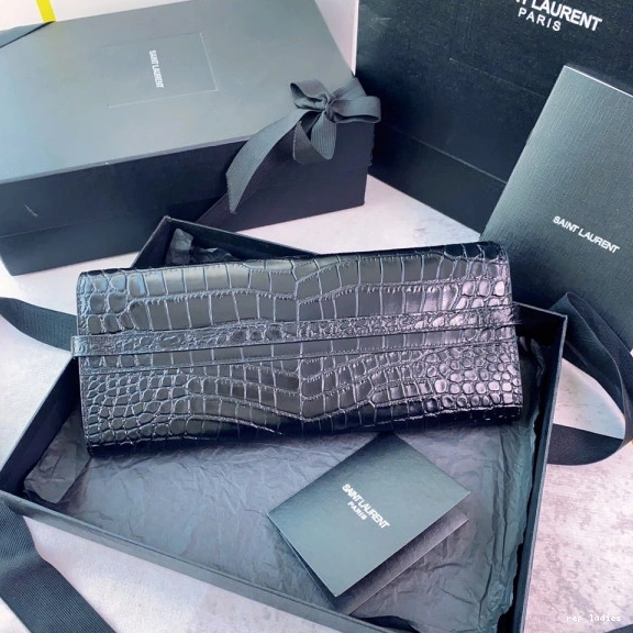 Repzbay REP LEATHER CLUTCH MANHATTAN IN CROCODILE-EMBOSSED YSL 0725